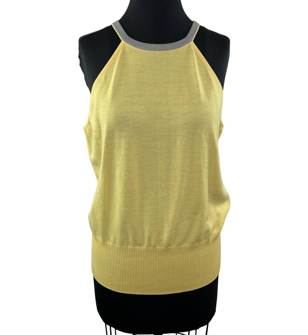 ESCADA Women's Yellow Wool Blend Sleeveless Halter Neck Blouson Top EU 44 US 12